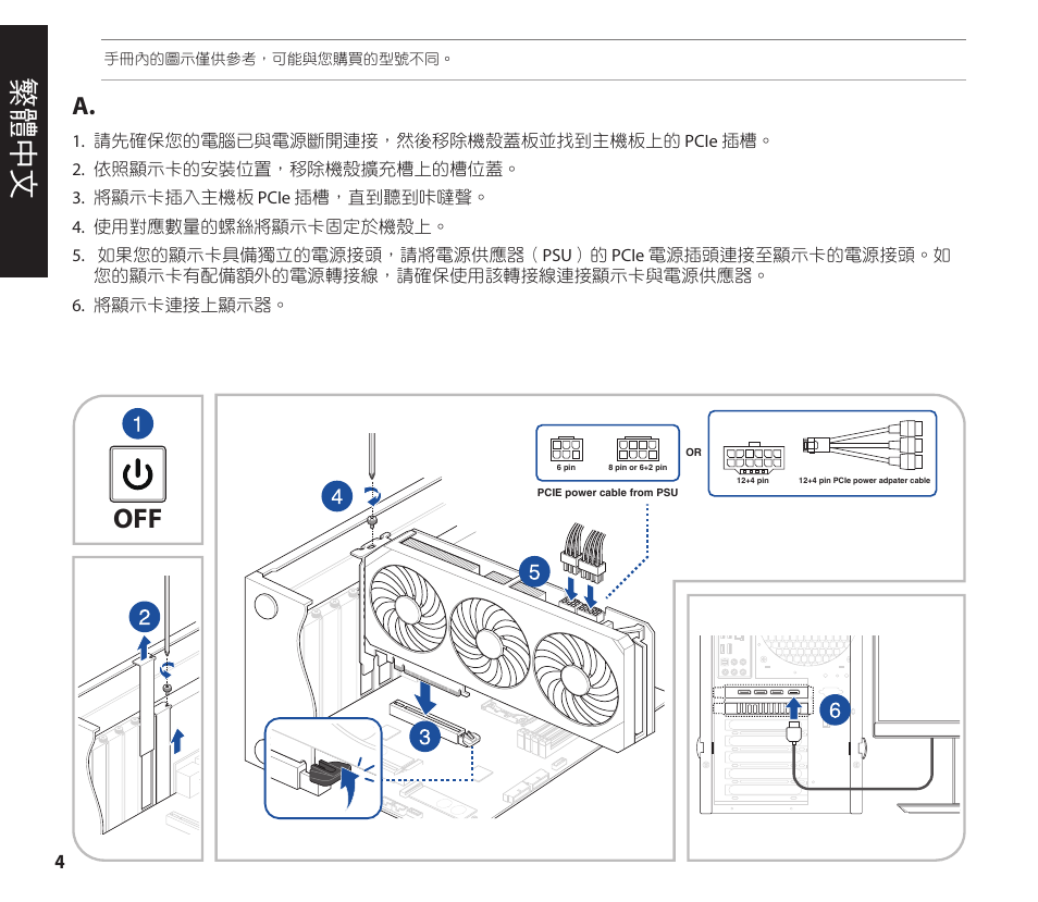 繁體中文 | Asus GeForce RTX 4070 TUF Gaming Graphics Card User Manual | Page 4 / 62