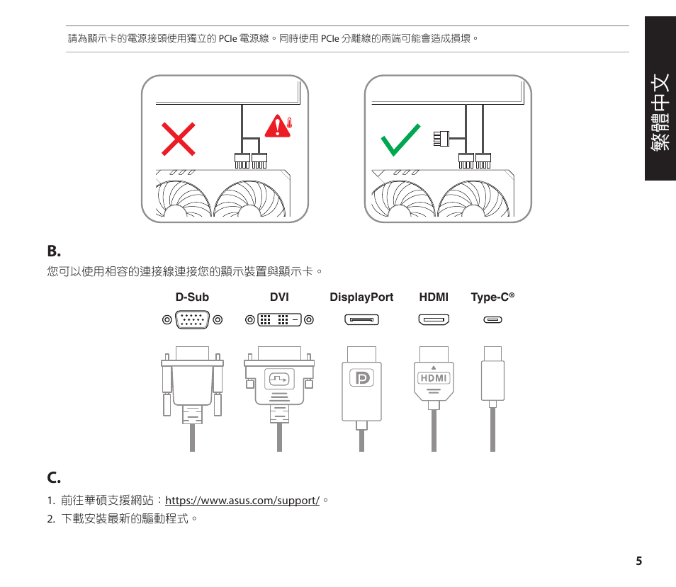 繁體中文 | Asus GeForce RTX 4070 TUF Gaming Graphics Card User Manual | Page 5 / 62