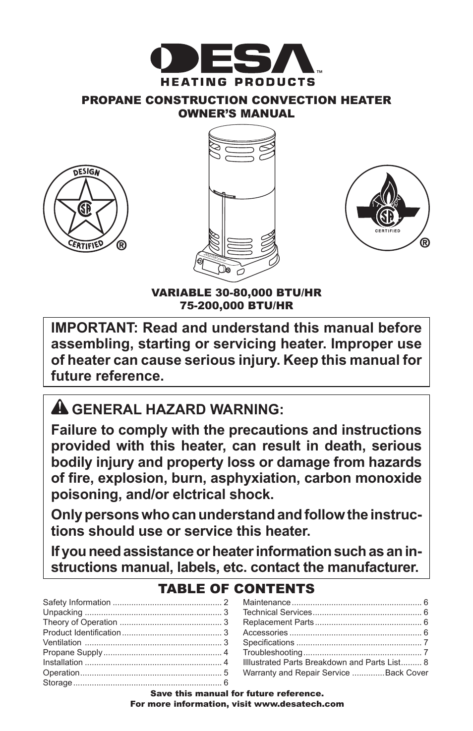 Desa 30-80 User Manual | 32 pages