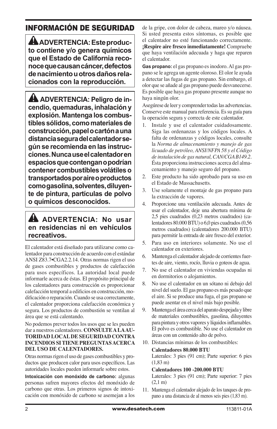 Información de seguridad | Desa 30-80 User Manual | Page 12 / 32