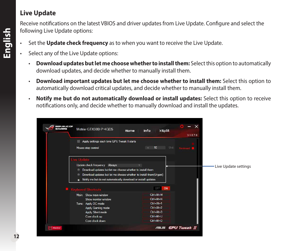 English | Asus GeForce GTX 1660 Ti TUF Gaming EVO OC Edition Graphics Card User Manual | Page 12 / 167