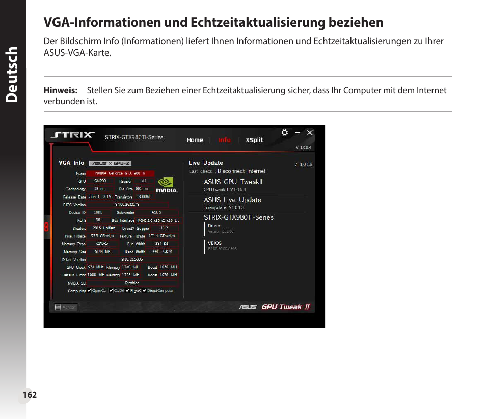 Deutsch | Asus GeForce GTX 1660 Ti TUF Gaming EVO OC Edition Graphics Card User Manual | Page 162 / 167