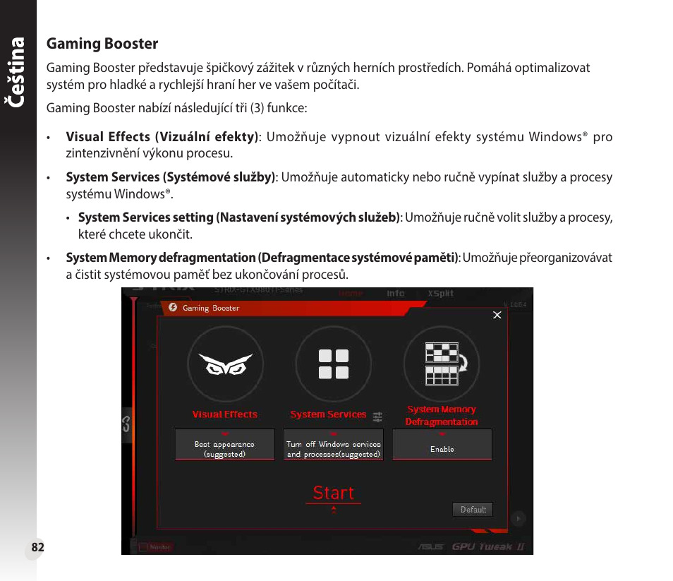 Čeština, Češtinačeština | Asus GeForce GTX 1660 Ti TUF Gaming EVO OC Edition Graphics Card User Manual | Page 82 / 167