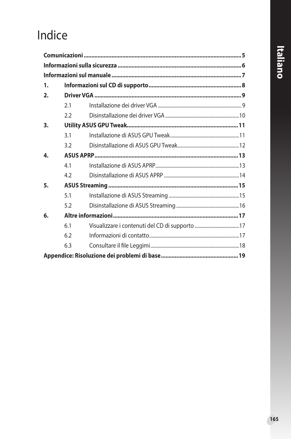 Indice, Italiano | Asus Phoenix GeForce GT 1030 OC Edition Graphics Card User Manual | Page 165 / 322