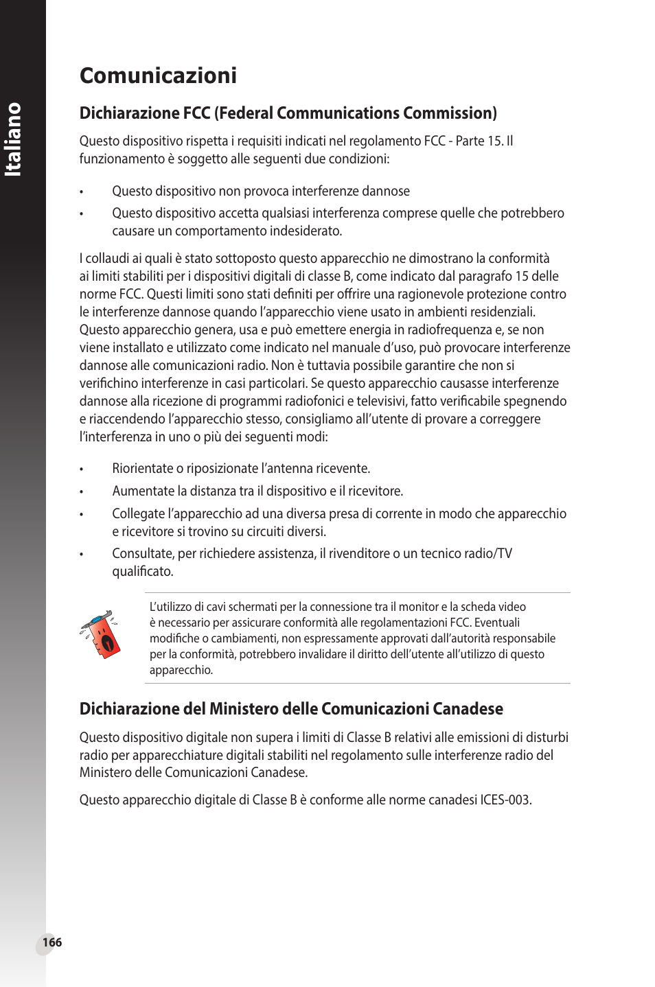 Comunicazioni, Italiano | Asus Phoenix GeForce GT 1030 OC Edition Graphics Card User Manual | Page 166 / 322