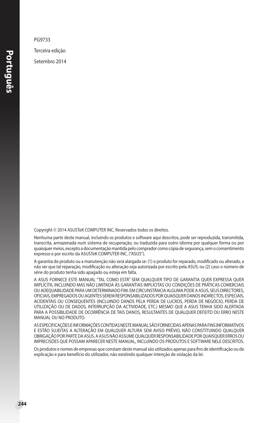 Por tuguês | Asus Phoenix GeForce GT 1030 OC Edition Graphics Card User Manual | Page 244 / 322