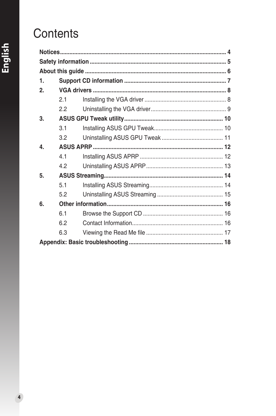 Asus Phoenix GeForce GT 1030 OC Edition Graphics Card User Manual | Page 4 / 322