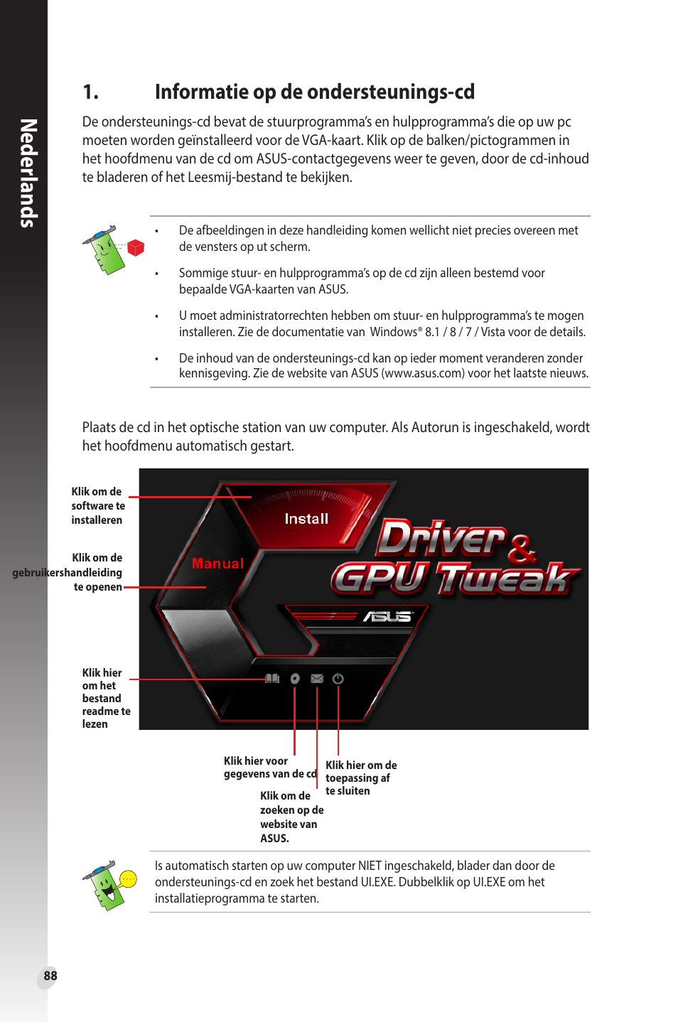 Informatie op de ondersteunings-cd, Neder lands | Asus Phoenix GeForce GT 1030 OC Edition Graphics Card User Manual | Page 88 / 322