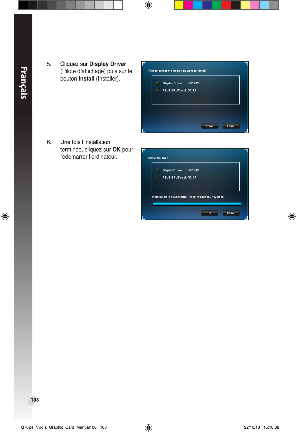 Franç ais | Asus Radeon RX 6800 XT TUF GAMING Graphics Card User Manual | Page 108 / 321