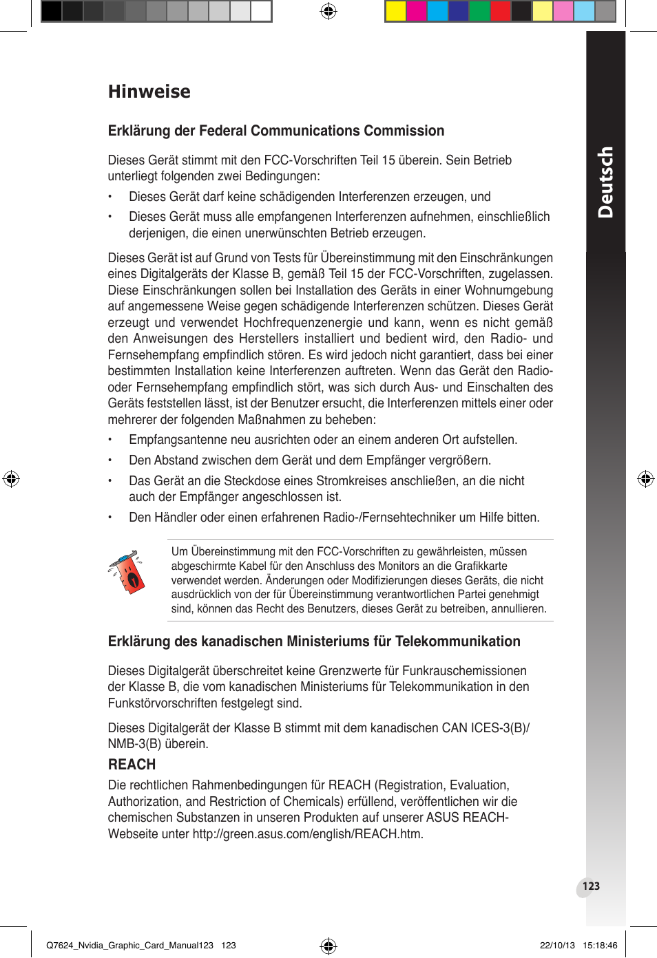 Hinweise, Deutsch | Asus Radeon RX 6800 XT TUF GAMING Graphics Card User Manual | Page 123 / 321