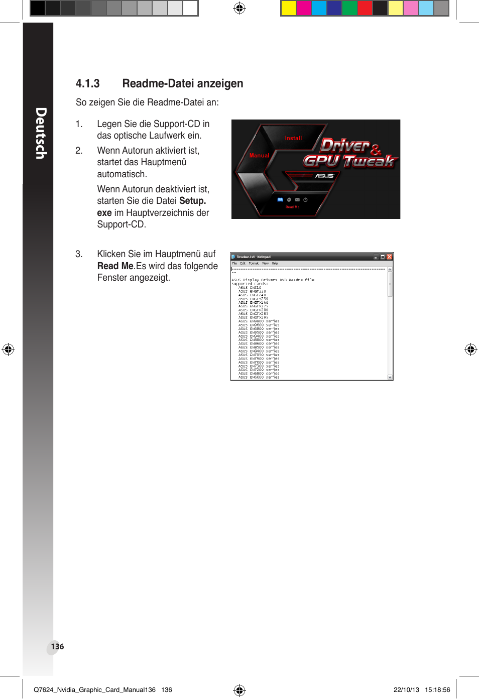 3 readme-datei anzeigen, Readme�datei anzeigen, Deutsch | Asus Radeon RX 6800 XT TUF GAMING Graphics Card User Manual | Page 136 / 321