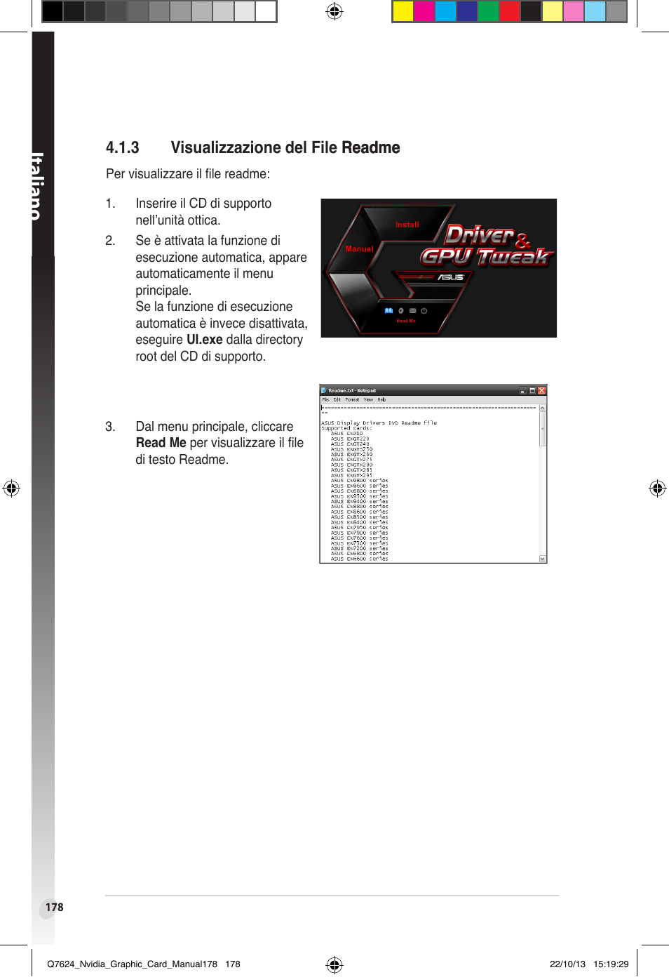 3 visualizzazione del file readme, Visualizzazione del file, Readme | Italiano, 3 visualizzazione del file readme readme | Asus Radeon RX 6800 XT TUF GAMING Graphics Card User Manual | Page 178 / 321