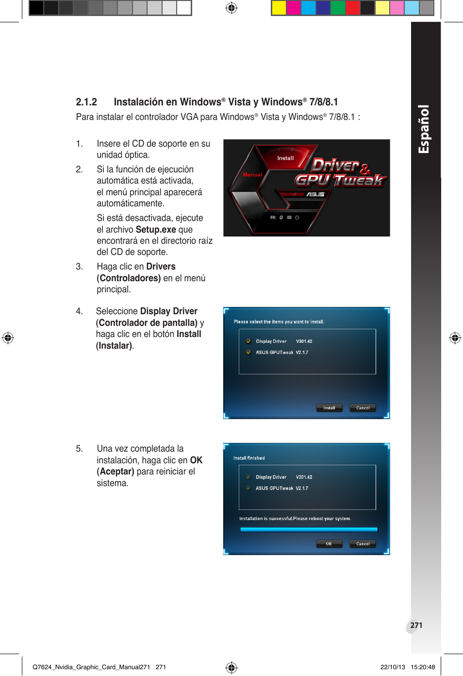 Español | Asus Radeon RX 6800 XT TUF GAMING Graphics Card User Manual | Page 271 / 321