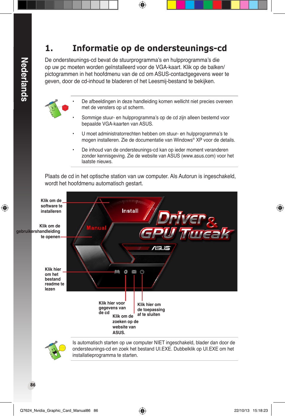 Informatie op de ondersteunings-cd, Nederlands | Asus Radeon RX 6800 XT TUF GAMING Graphics Card User Manual | Page 86 / 321