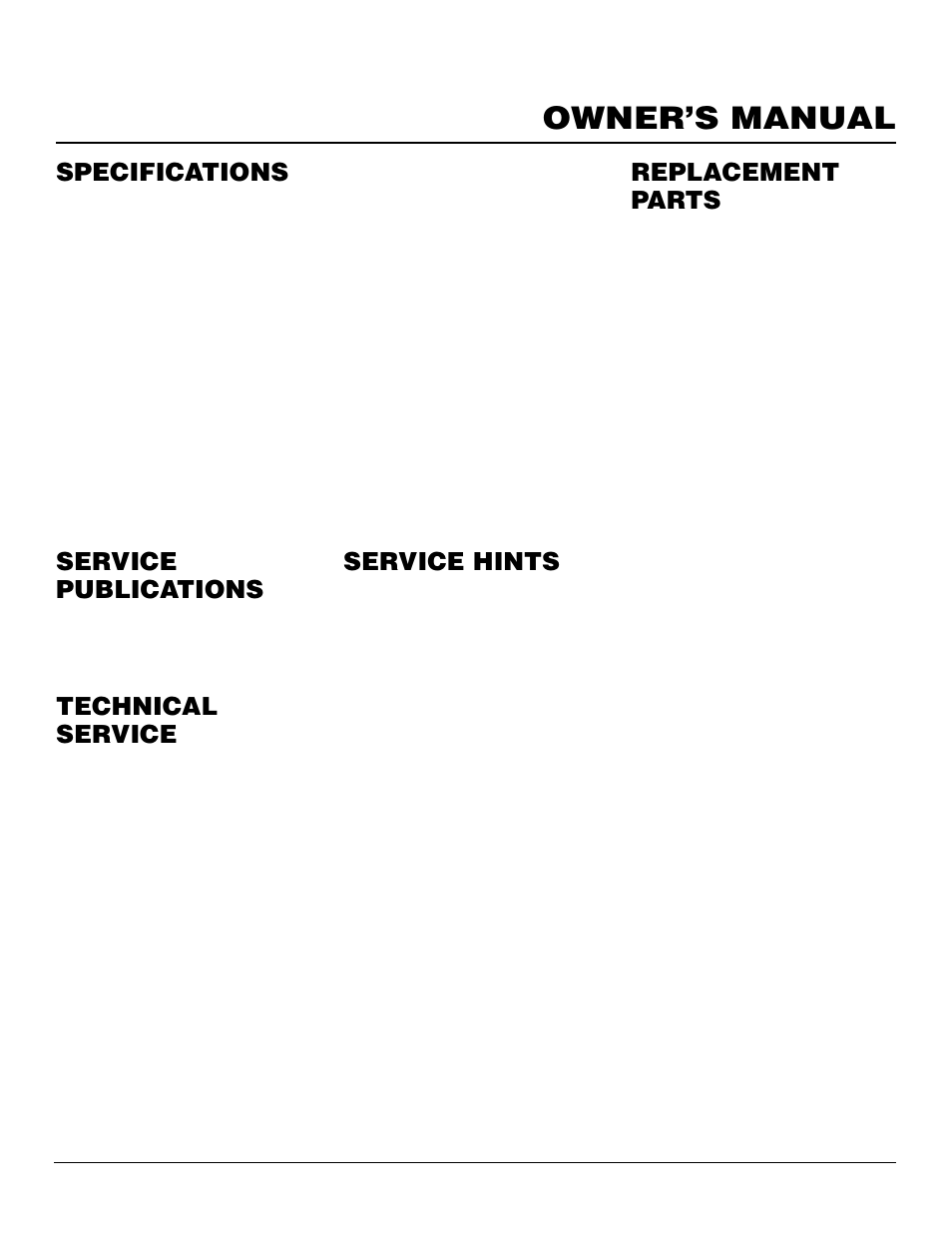 Owner’s manual, Replacement parts, Specifications | Desa VP2600TB User Manual | Page 17 / 24