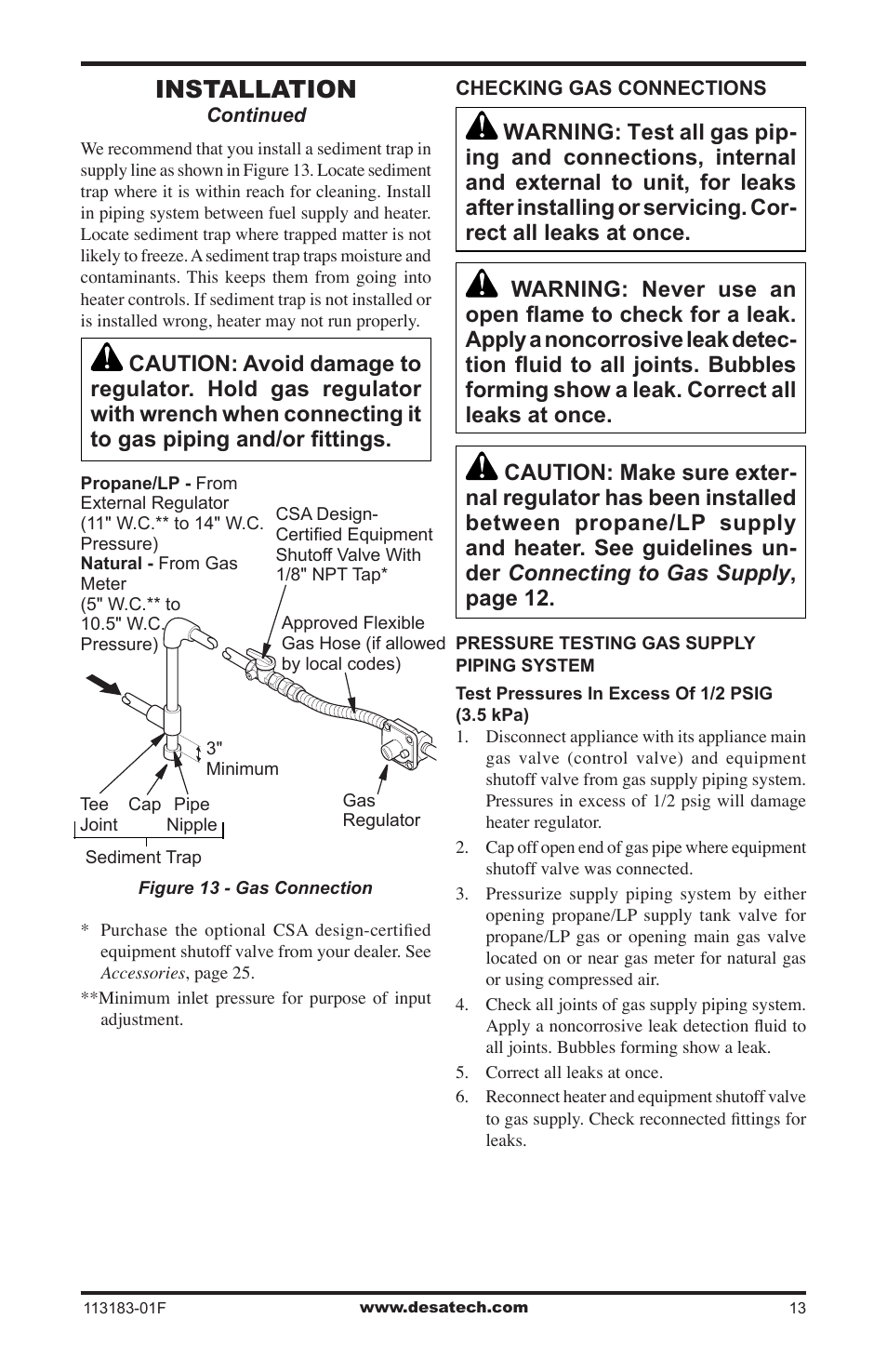 Installation | Desa CDR3924PT User Manual | Page 13 / 28