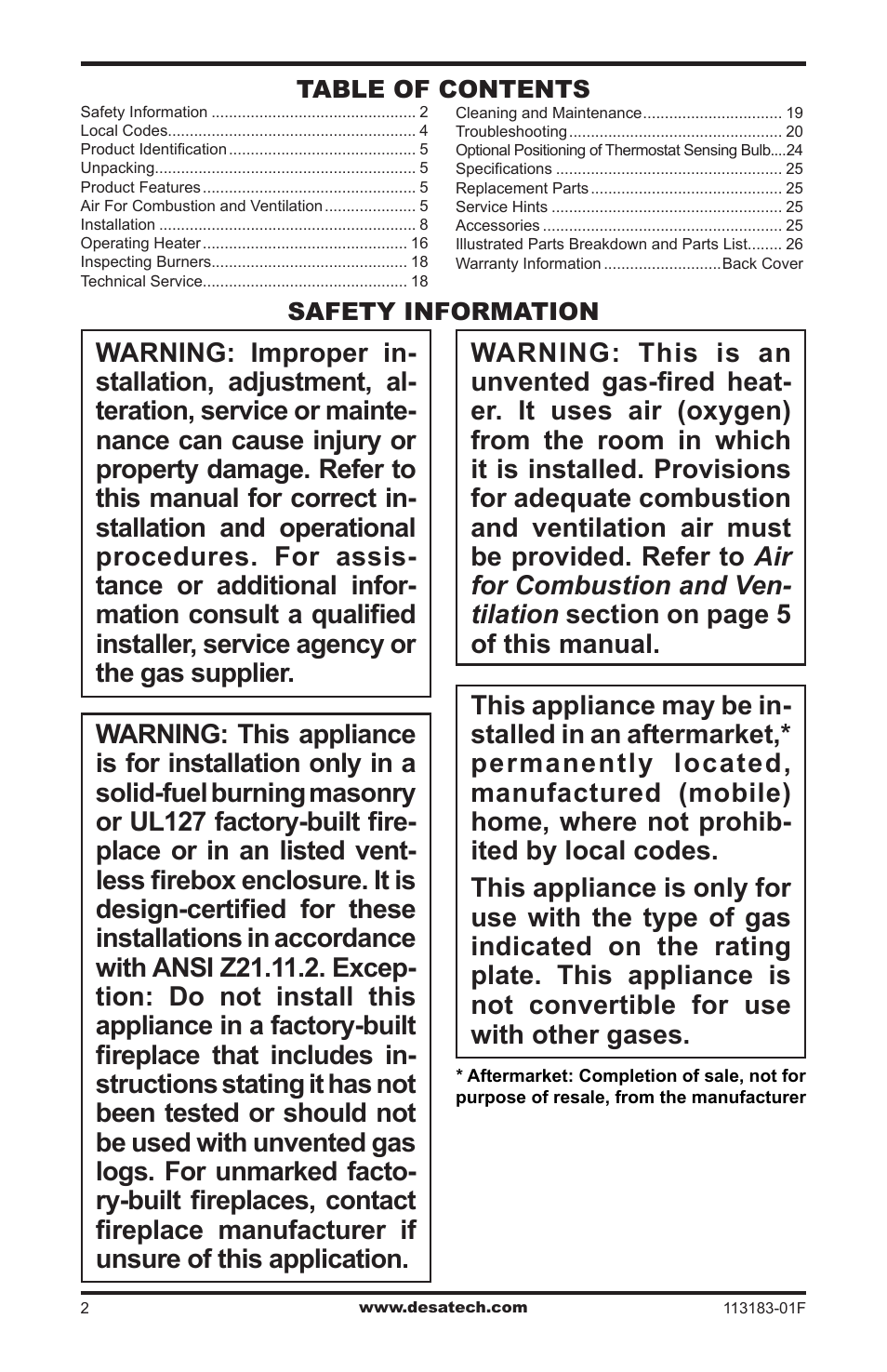 Safety information | Desa CDR3924PT User Manual | Page 2 / 28