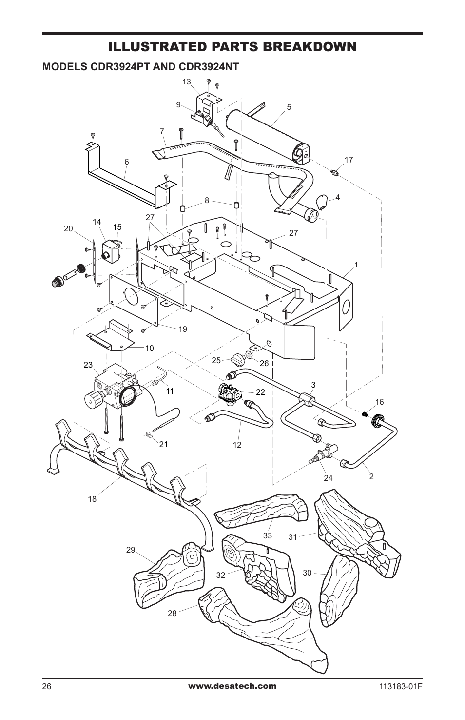 Illustrated parts breakdown and parts list, Illustrated parts breakdown | Desa CDR3924PT User Manual | Page 26 / 28
