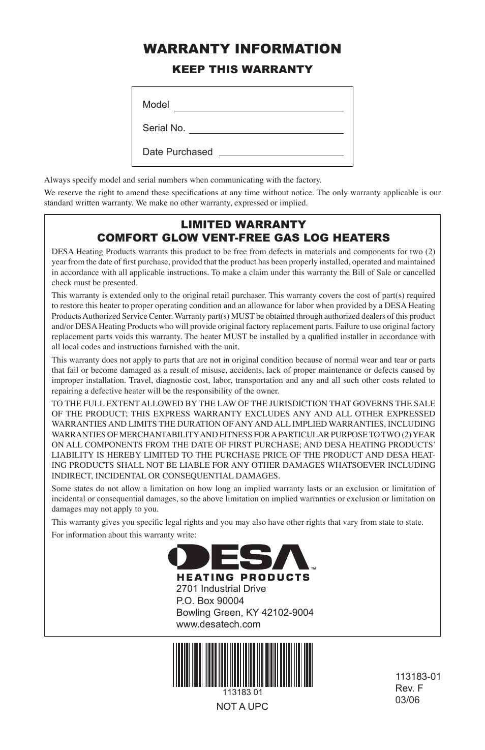 Warranty information, Keep this warranty | Desa CDR3924PT User Manual | Page 28 / 28