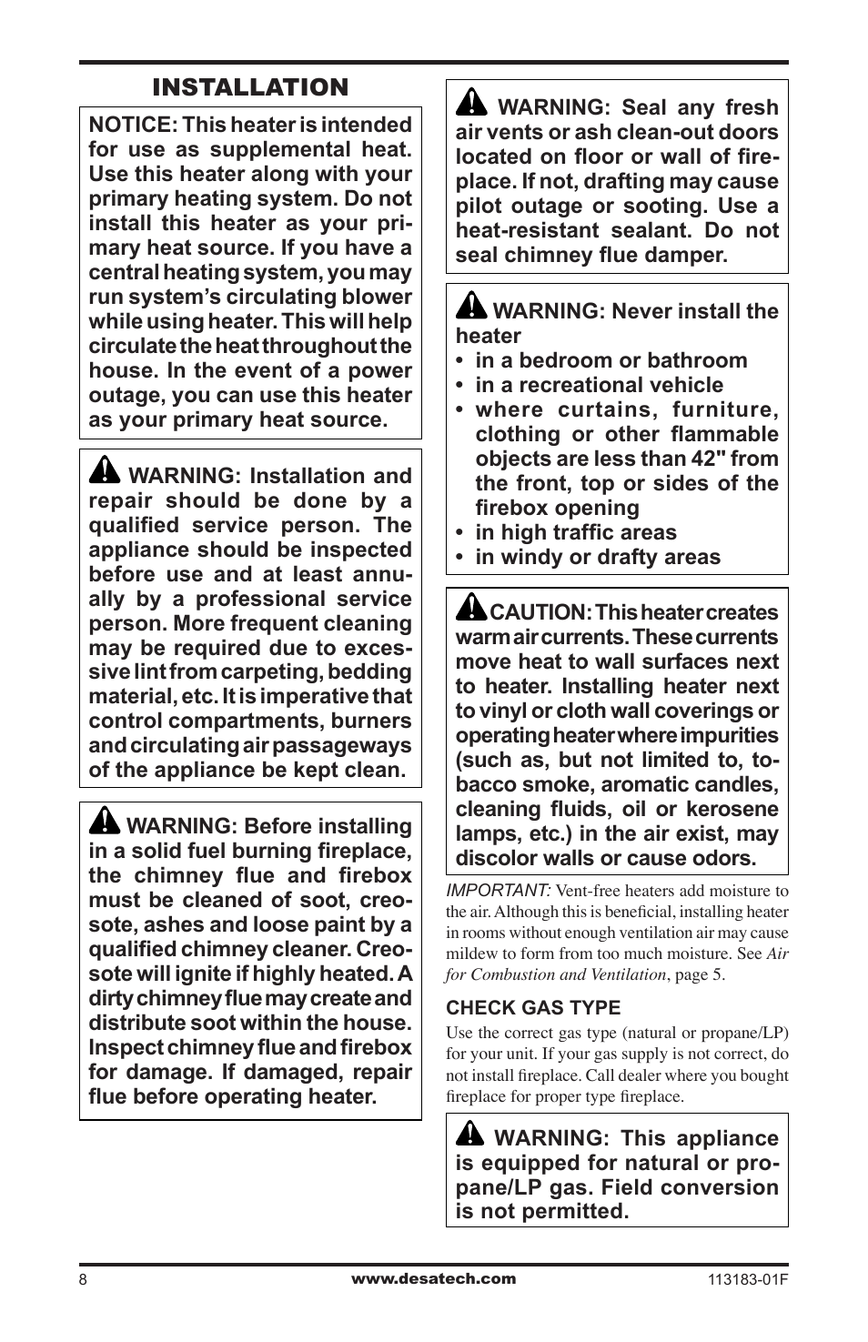 Installation | Desa CDR3924PT User Manual | Page 8 / 28
