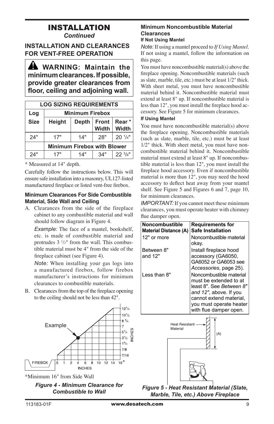 Installation | Desa CDR3924PT User Manual | Page 9 / 28
