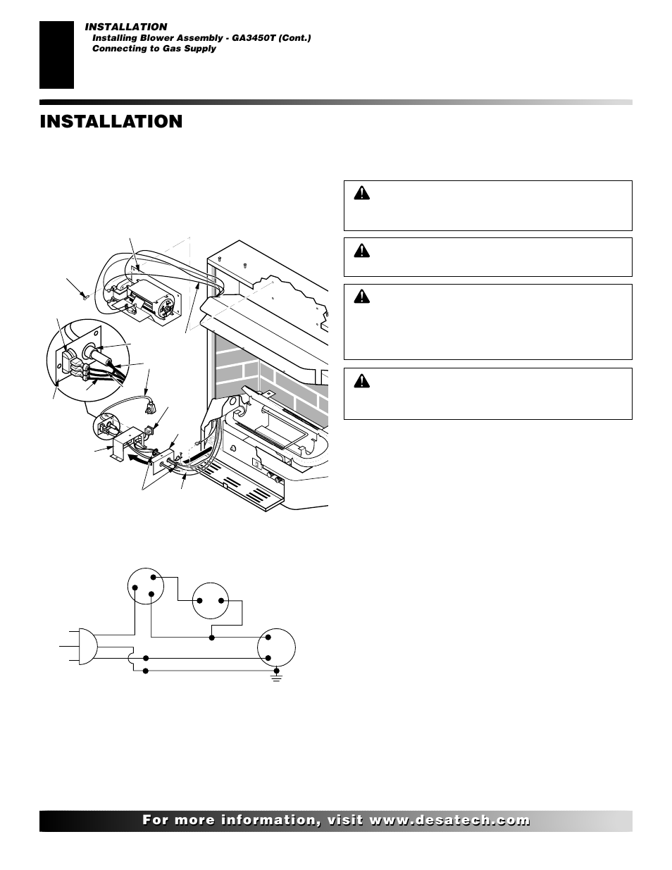 Installation, Continued, Connecting to gas supply | Desa CF26NT User Manual | Page 12 / 30
