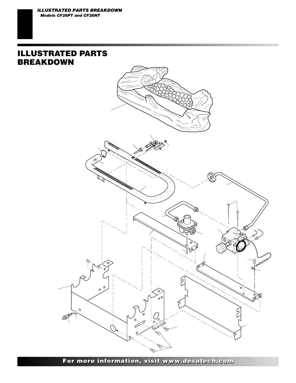 Illustrated parts breakdown, Models cf26pt (shown) and cf26nt | Desa CF26NT User Manual | Page 22 / 30