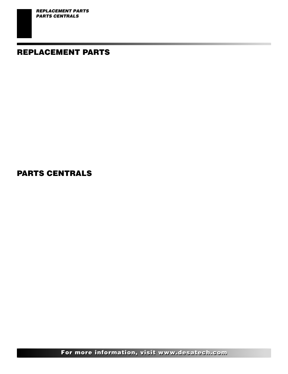 Replacement parts, Parts centrals | Desa CF26NT User Manual | Page 26 / 30