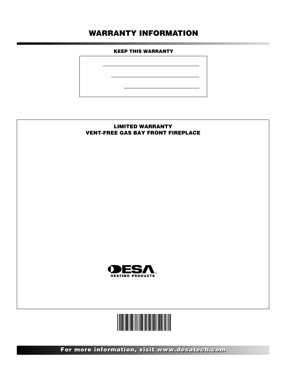 Warranty information | Desa CF26NT User Manual | Page 30 / 30