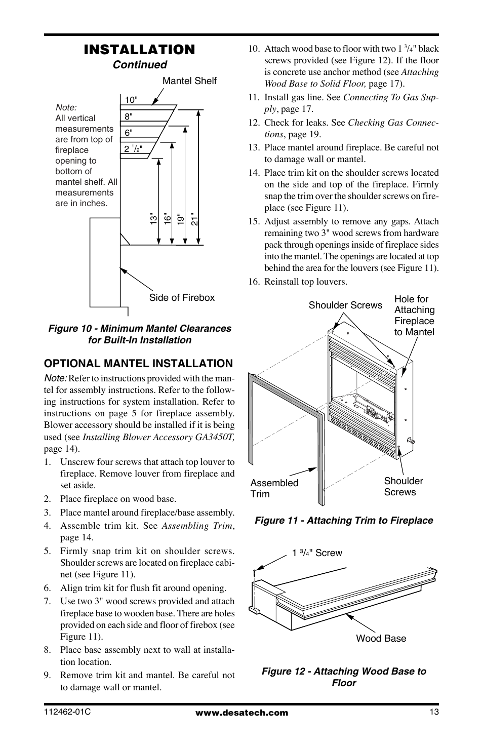 Installation, Continued | Desa CGCF10PR User Manual | Page 13 / 44