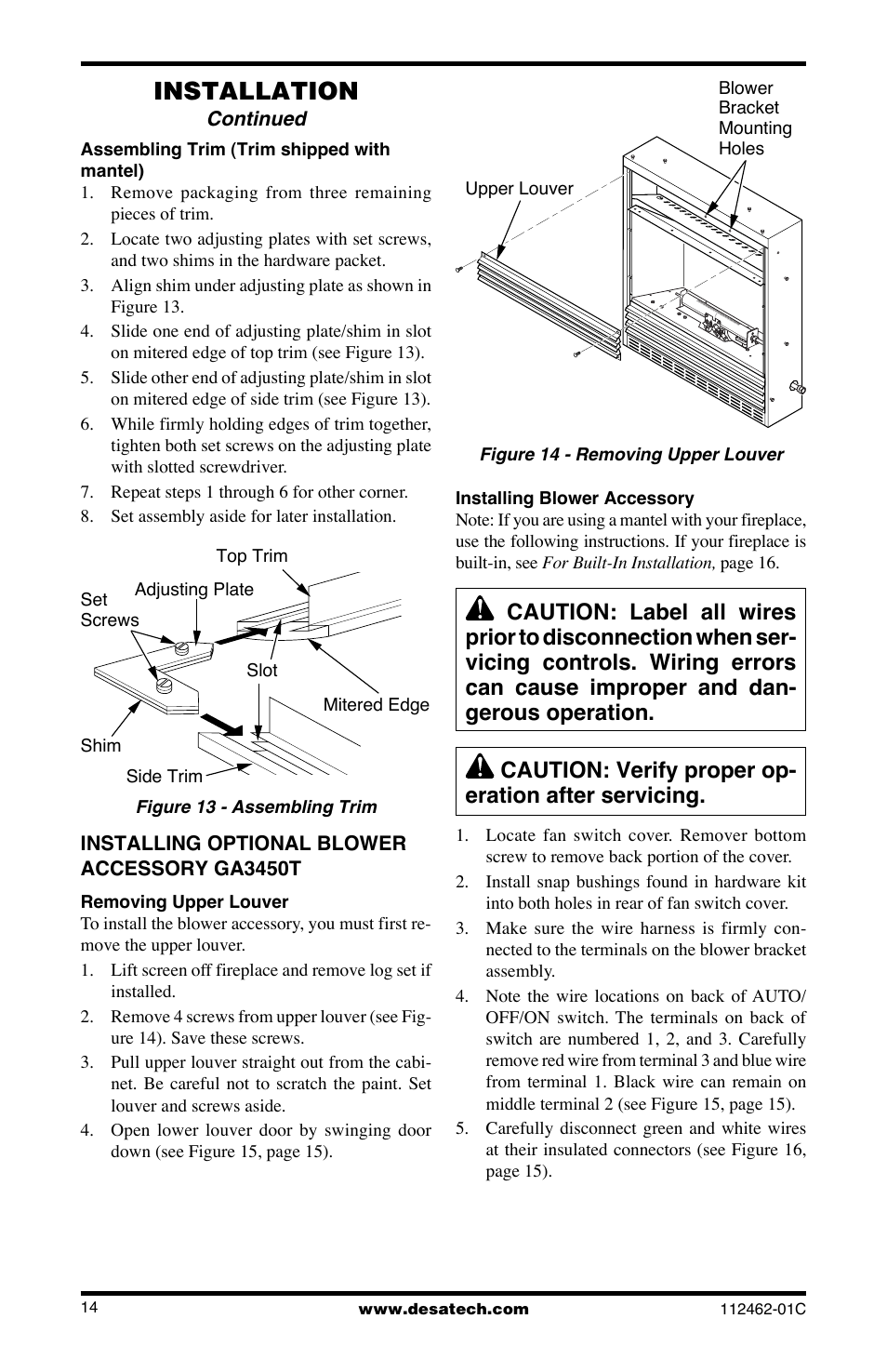 Installation | Desa CGCF10PR User Manual | Page 14 / 44