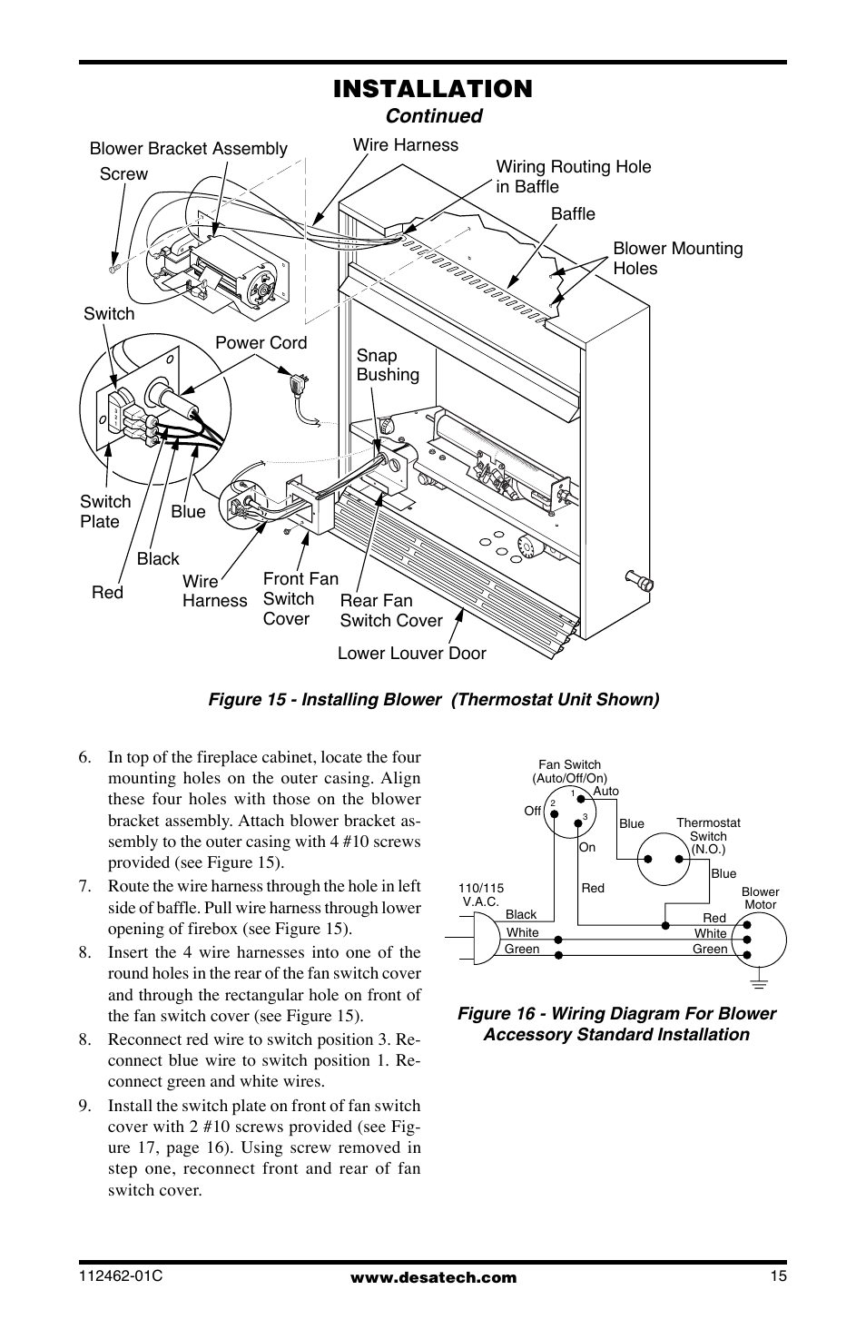 Installation, Continued | Desa CGCF10PR User Manual | Page 15 / 44