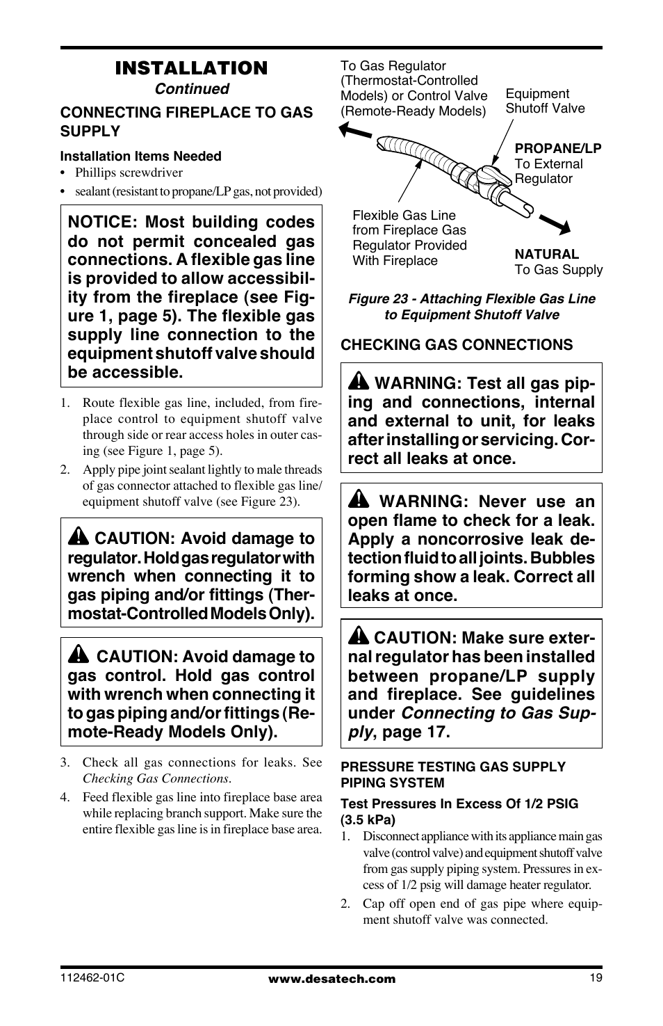 Installation | Desa CGCF10PR User Manual | Page 19 / 44