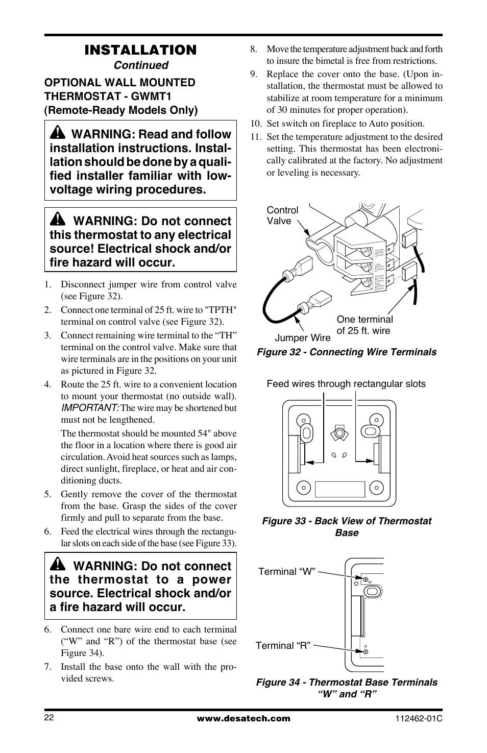 Installation | Desa CGCF10PR User Manual | Page 22 / 44