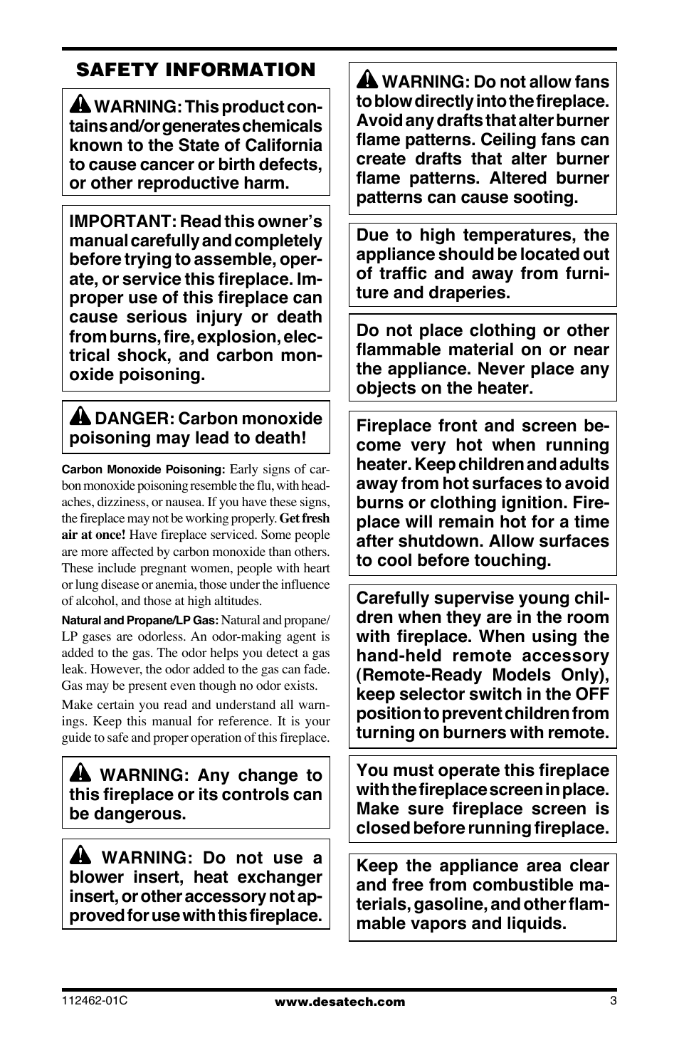 Safety information | Desa CGCF10PR User Manual | Page 3 / 44