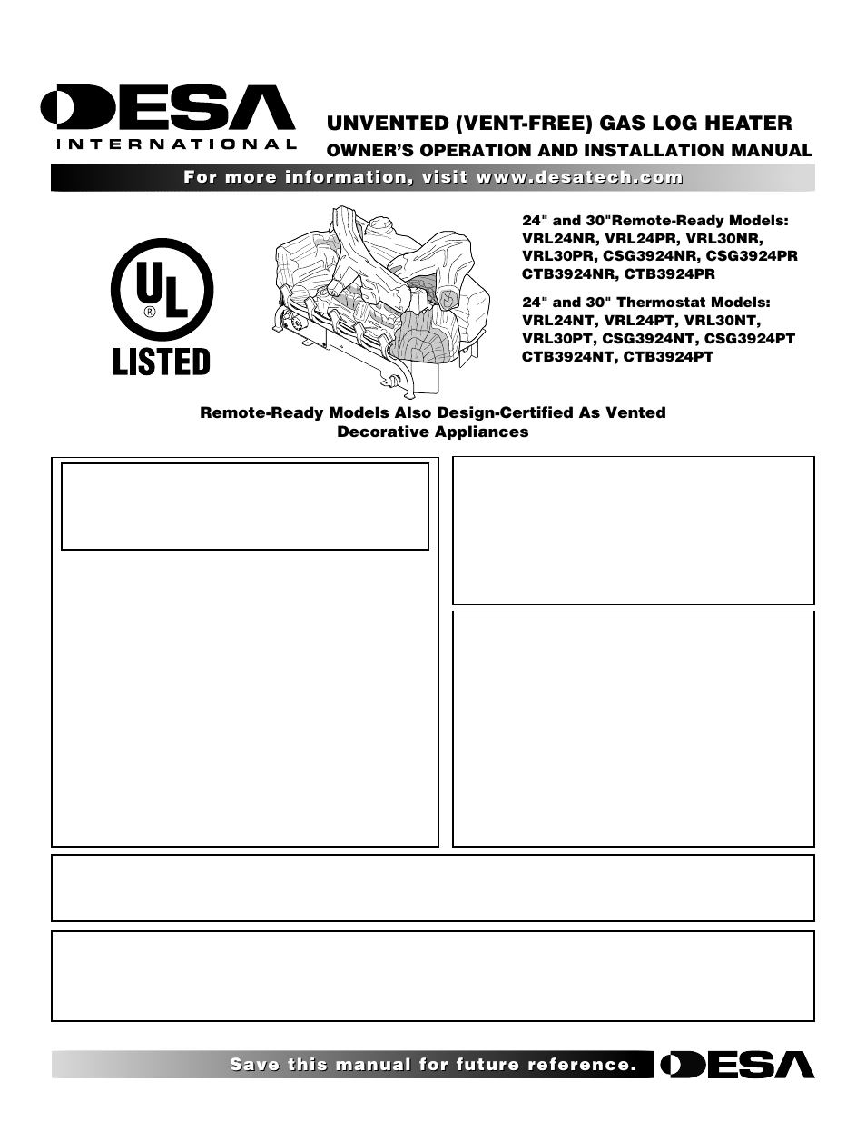 Desa VRL30PT User Manual | 38 pages