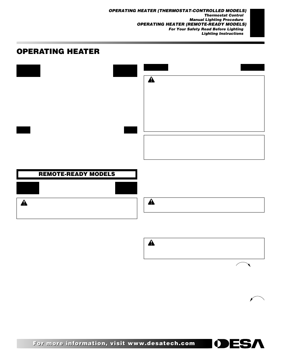 Operating heater, Continued | Desa VRL30PT User Manual | Page 19 / 38