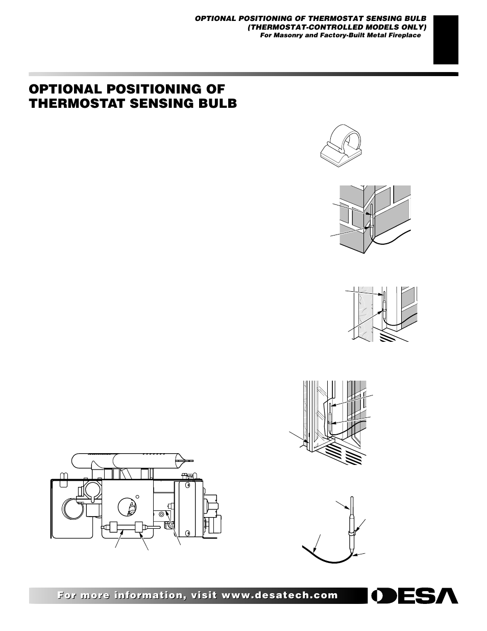 Optional positioning of, Thermostat sensing bulb, Optional positioning of thermostat sensing bulb | Desa VRL30PT User Manual | Page 27 / 38