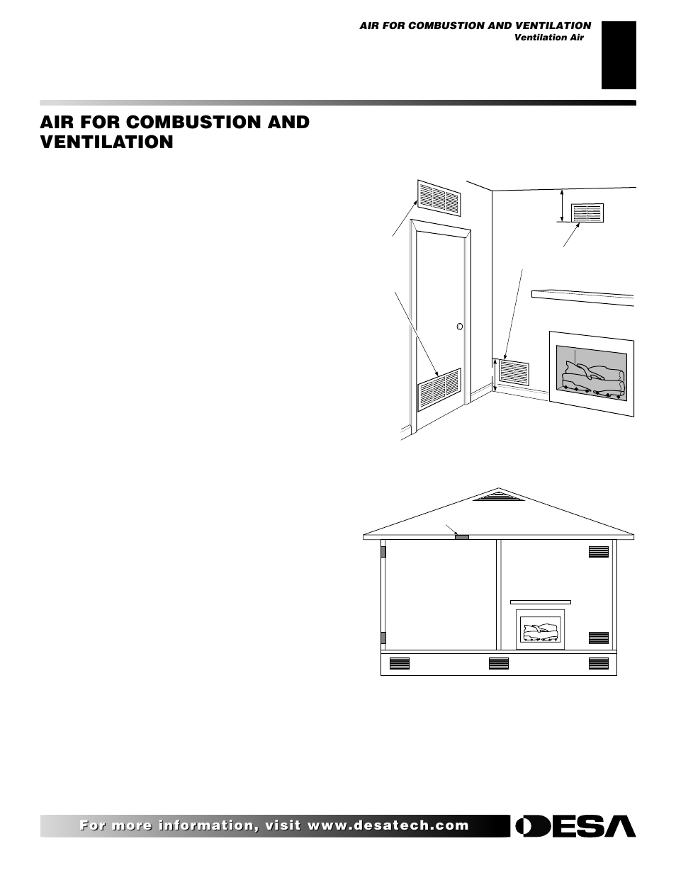 Air for combustion and ventilation, Continued, Ventilation air | Desa VRL30PT User Manual | Page 7 / 38