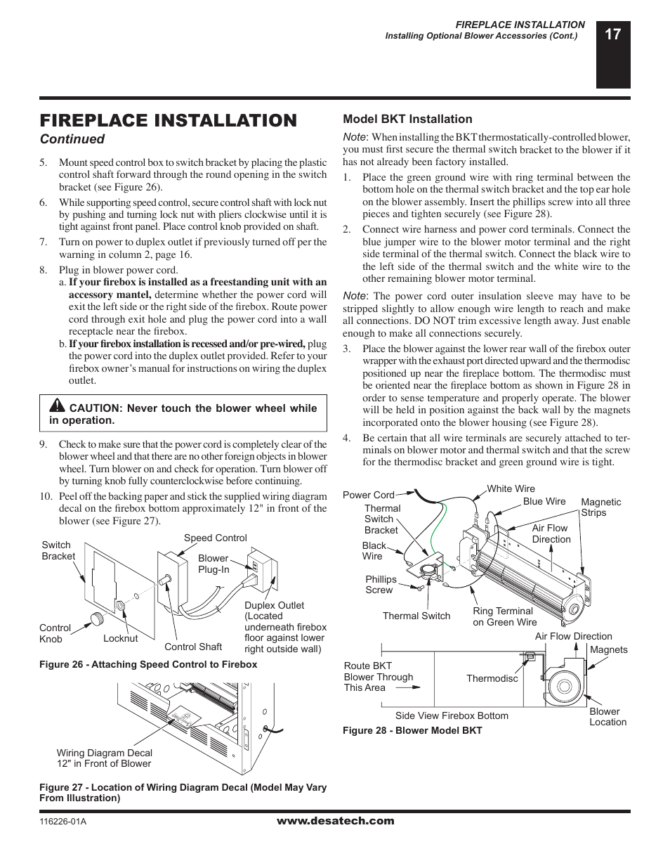 Fireplace installation | Desa (V)KC36N User Manual | Page 17 / 40