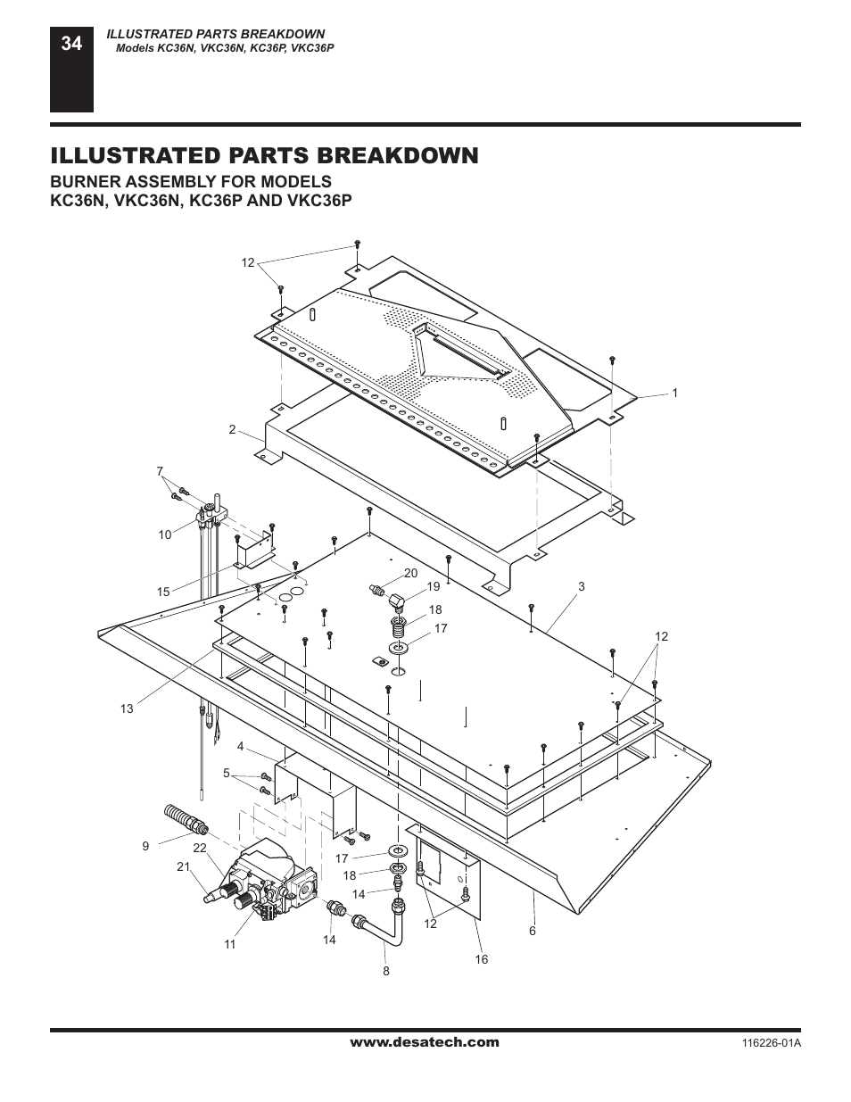 Illustrated parts breakdown | Desa (V)KC36N User Manual | Page 34 / 40