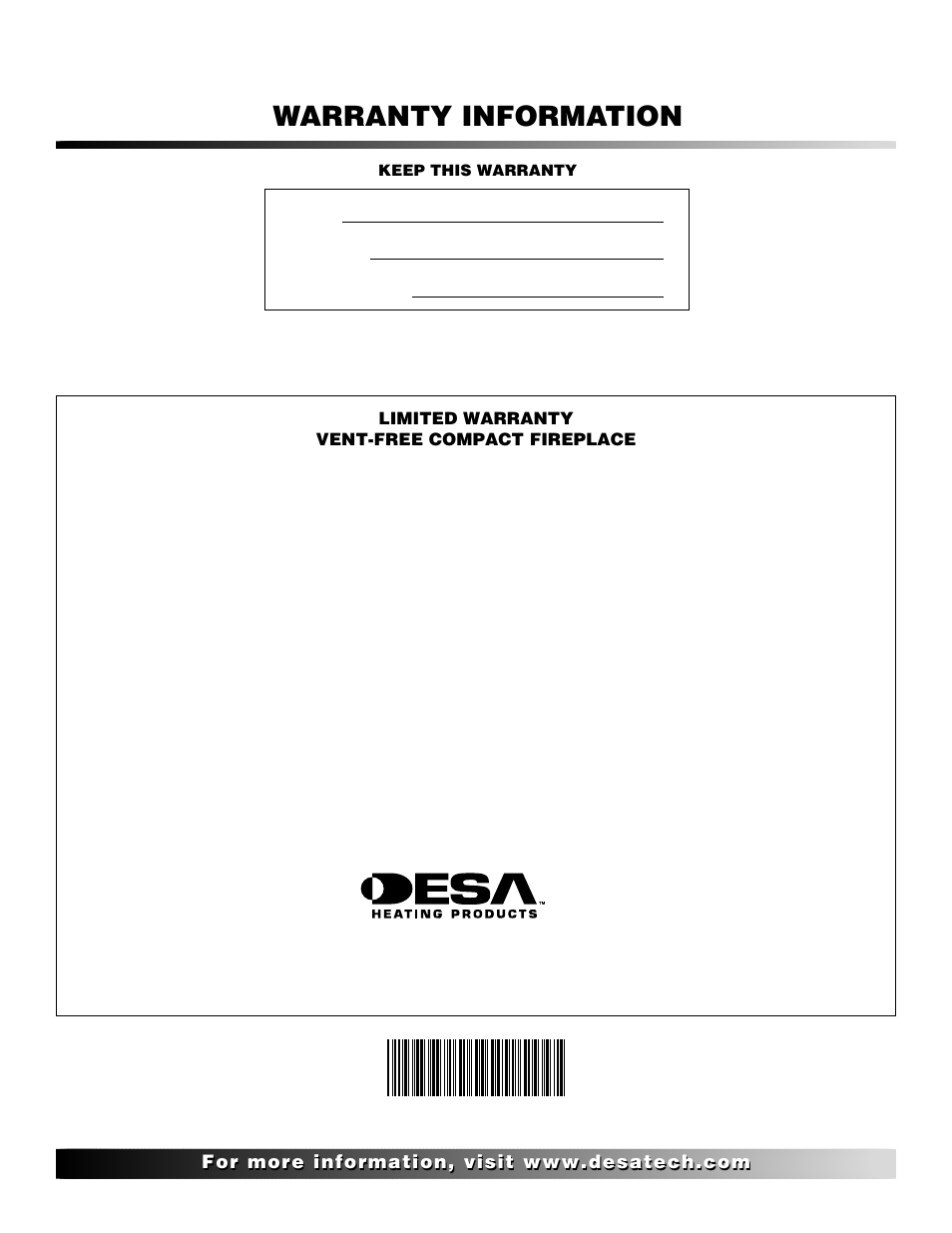 Warranty information | Desa CGCFTP CGCFTN User Manual | Page 30 / 30