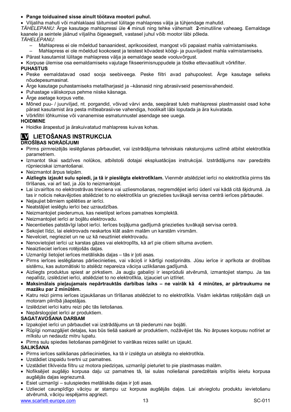 Scarlett SC-011 User Manual | Page 13 / 19