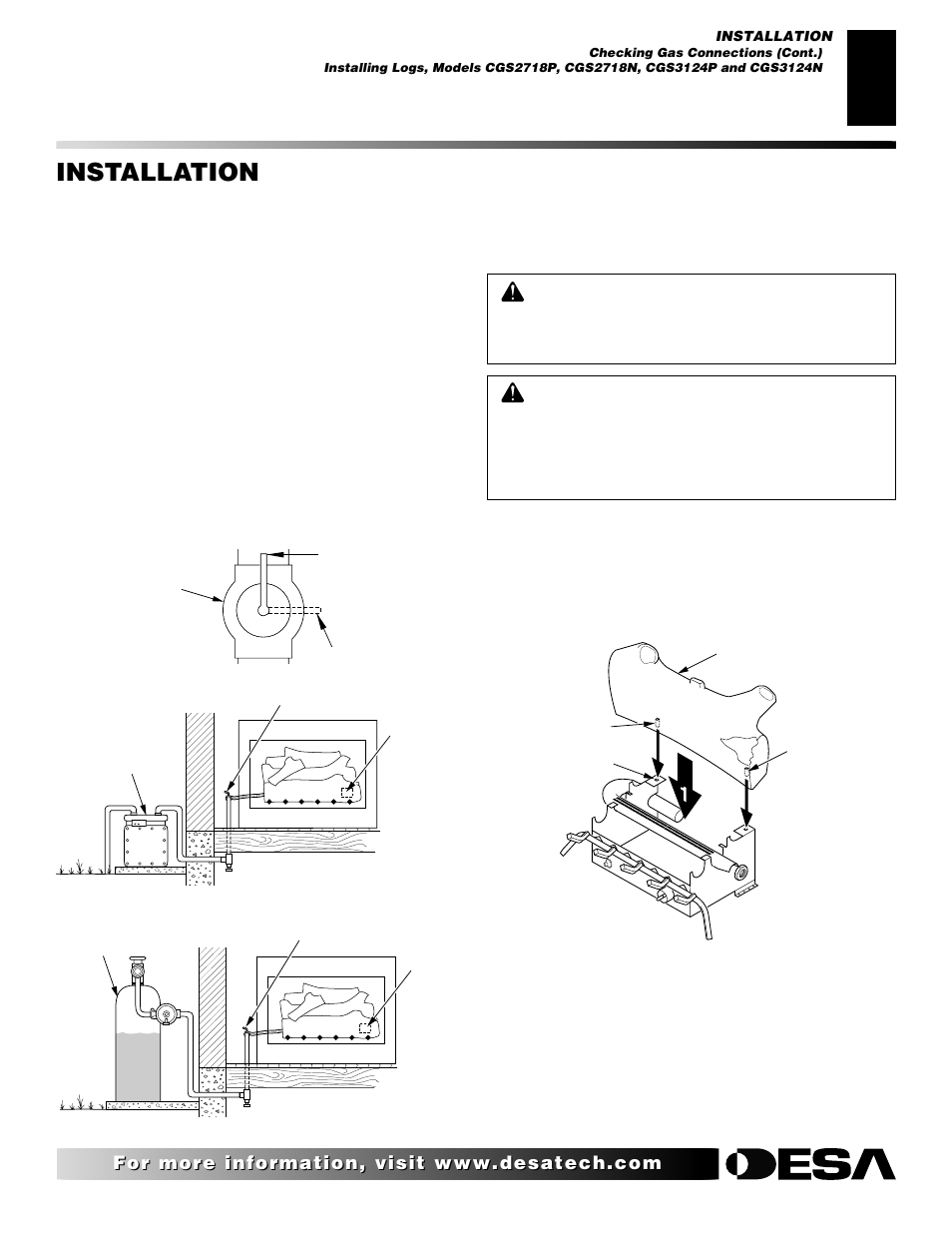 Installation, Continued | Desa CGS2718P User Manual | Page 13 / 36
