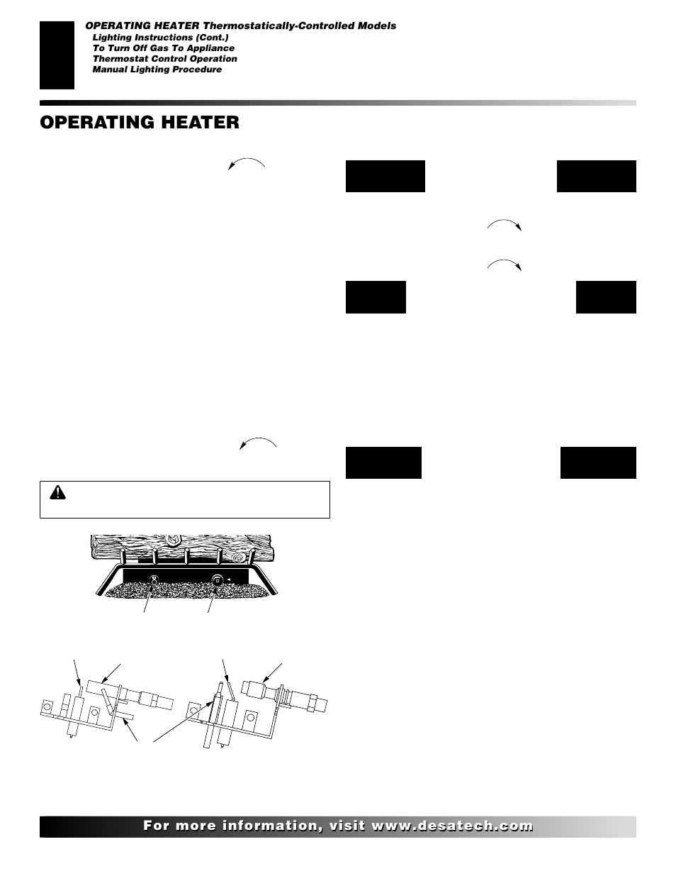 Operating heater, Continued, Manual lighting procedure | Desa CGS2718P User Manual | Page 18 / 36