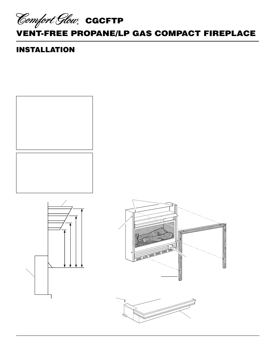 Vent-free propane/lp gas compact fireplace, Cgcftp, Installation | Continued | Desa CGCFTP 14 User Manual | Page 10 / 28