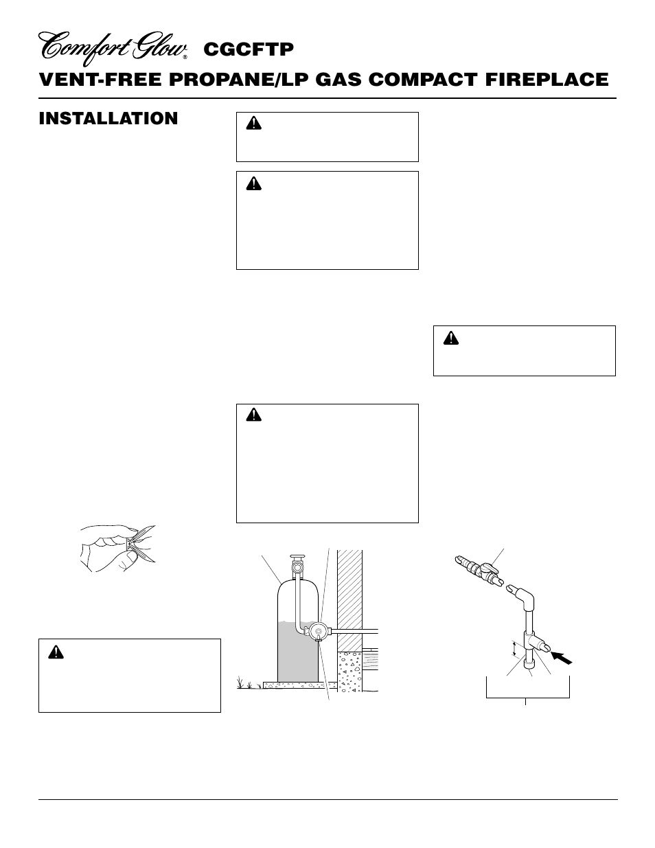 Vent-free propane/lp gas compact fireplace, Cgcftp, Installation | Desa CGCFTP 14 User Manual | Page 14 / 28