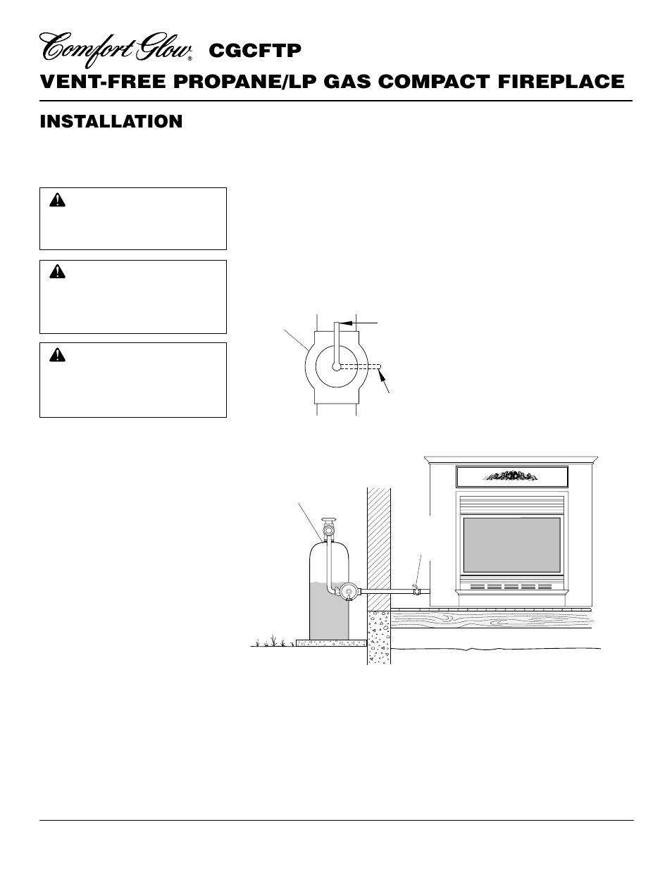 Vent-free propane/lp gas compact fireplace, Cgcftp, Installation | Continued | Desa CGCFTP 14 User Manual | Page 16 / 28