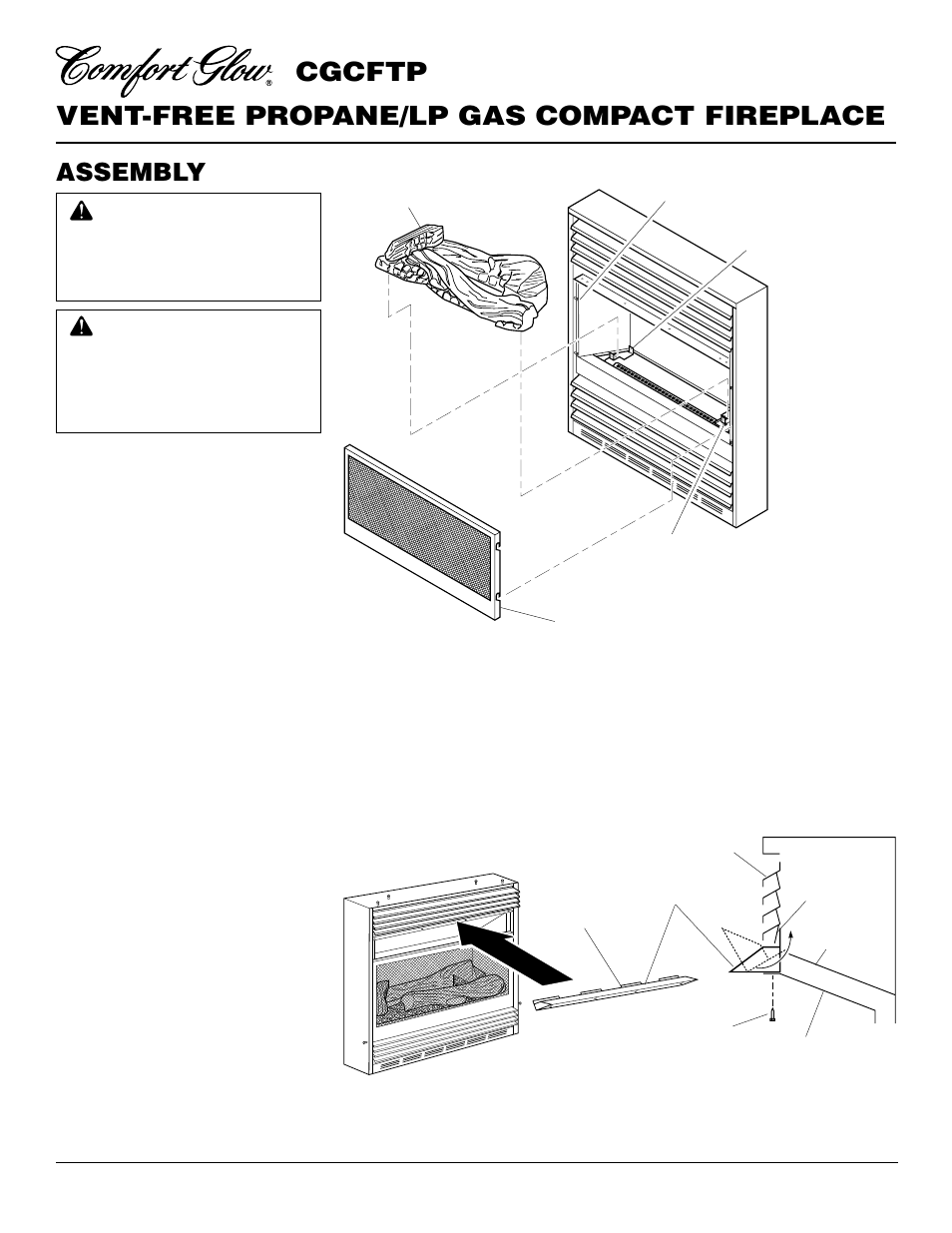 Vent-free propane/lp gas compact fireplace, Cgcftp, Assembly | Desa CGCFTP 14 User Manual | Page 4 / 28