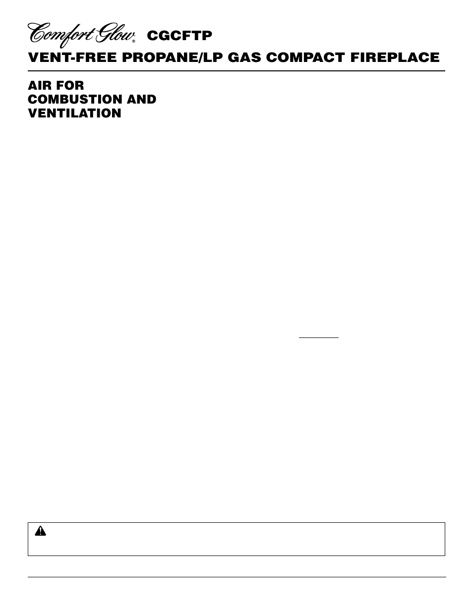 Vent-free propane/lp gas compact fireplace, Cgcftp, Air for combustion and ventilation | Desa CGCFTP 14 User Manual | Page 6 / 28